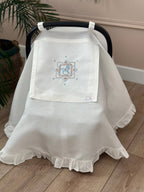 Carousel Keten Puset Örtüsü Mavi - Bej