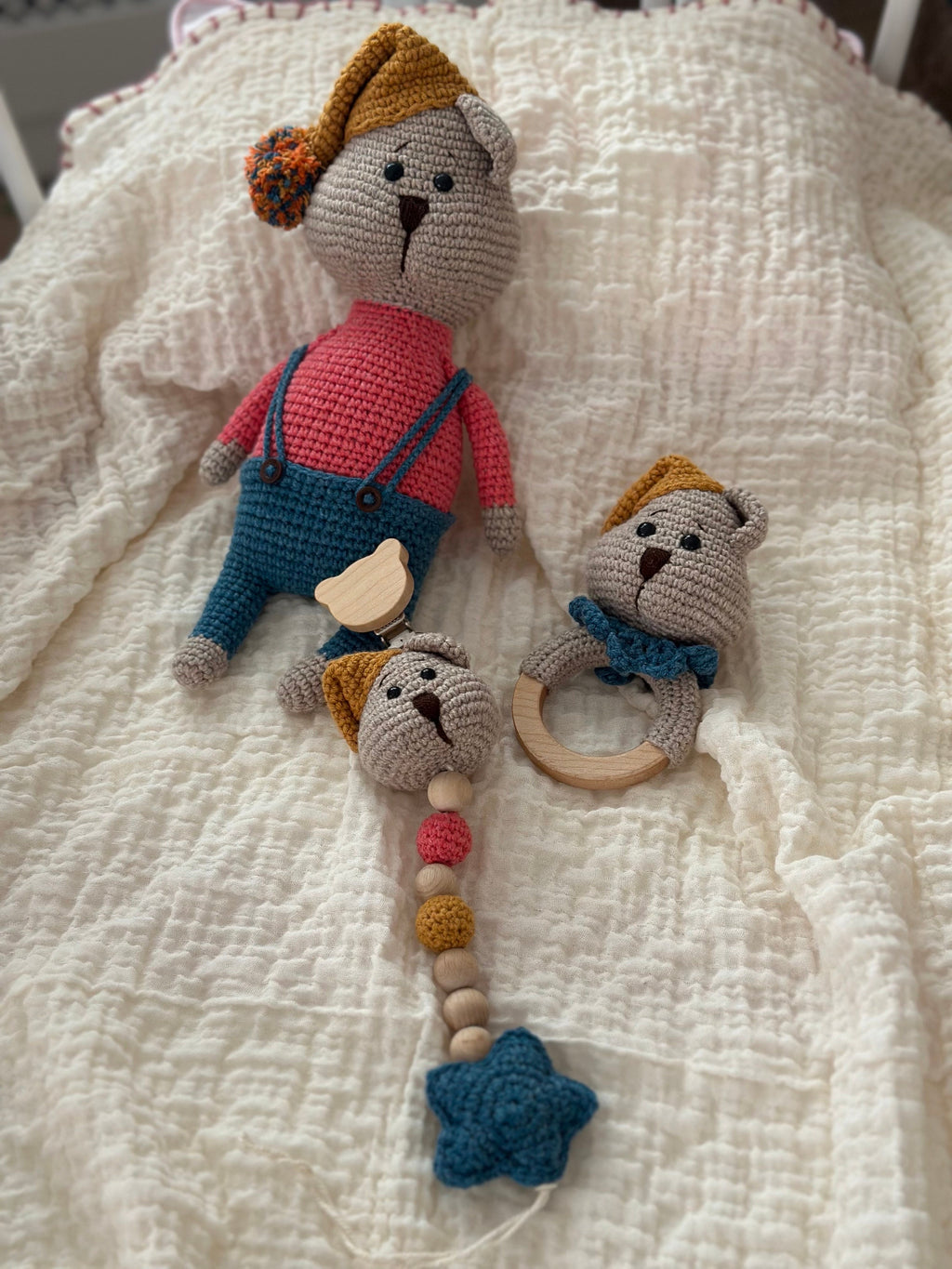 Amigurumi Ayıcık Model Bebek Seti – 3 Parça