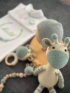 Amigurumi Zürafa Model Bebek Seti – 3 Parça Mint&Bej