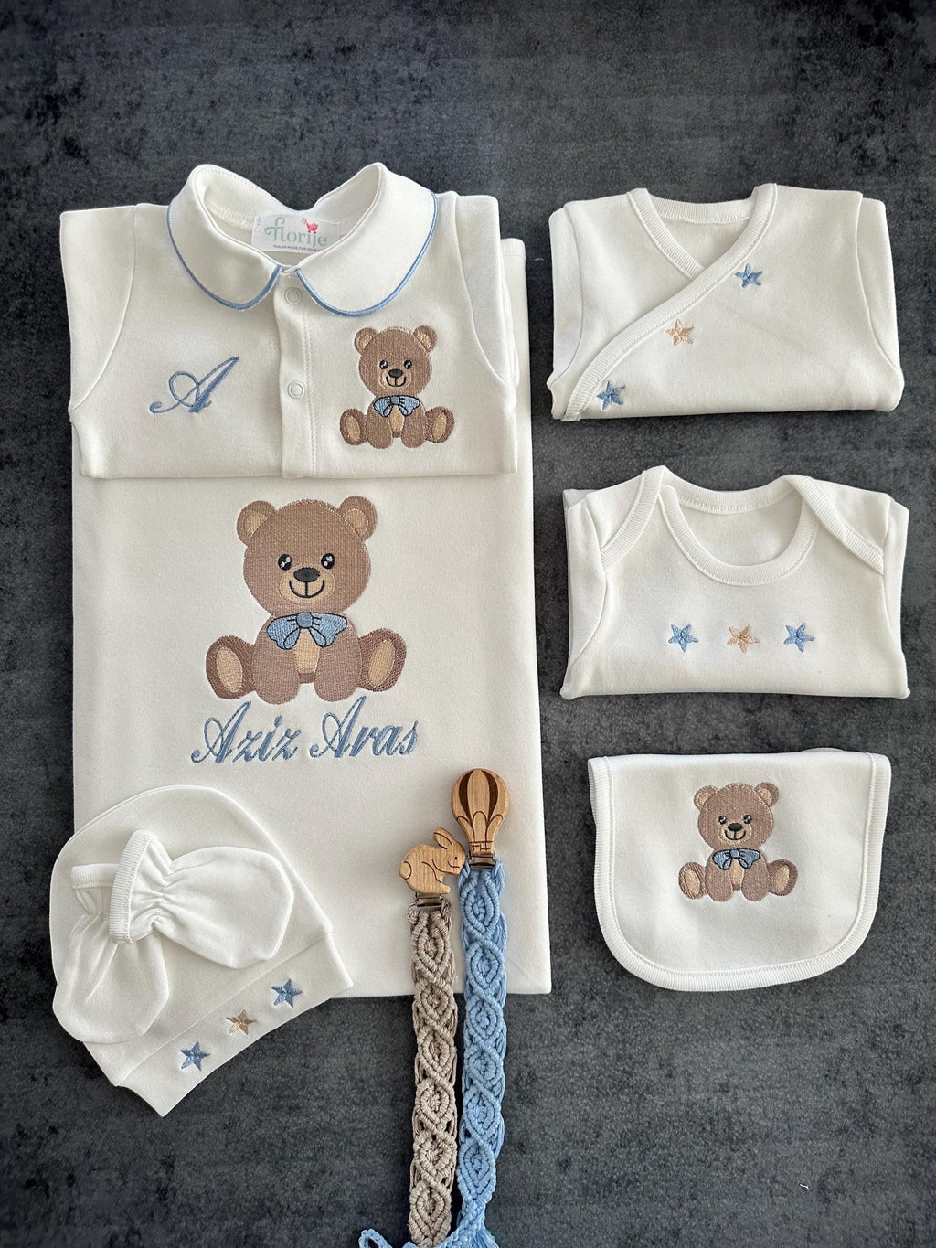 Teddy Bear Ayıcık Nakışlı Hastane Çıkışı Seti