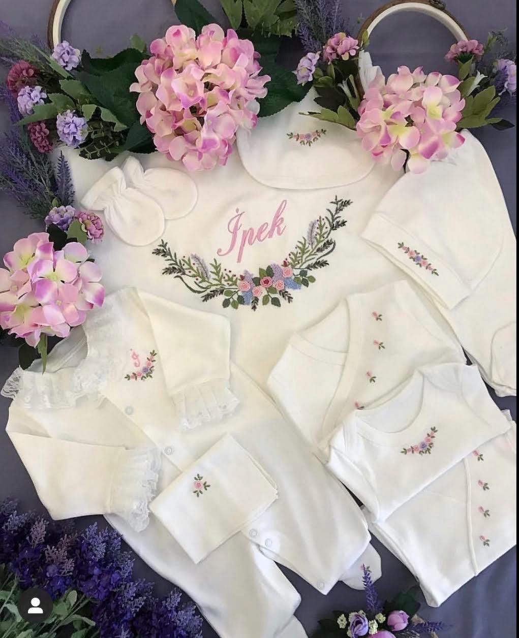 Boho Model Hastane Çıkışı Seti - Pembe&Lila