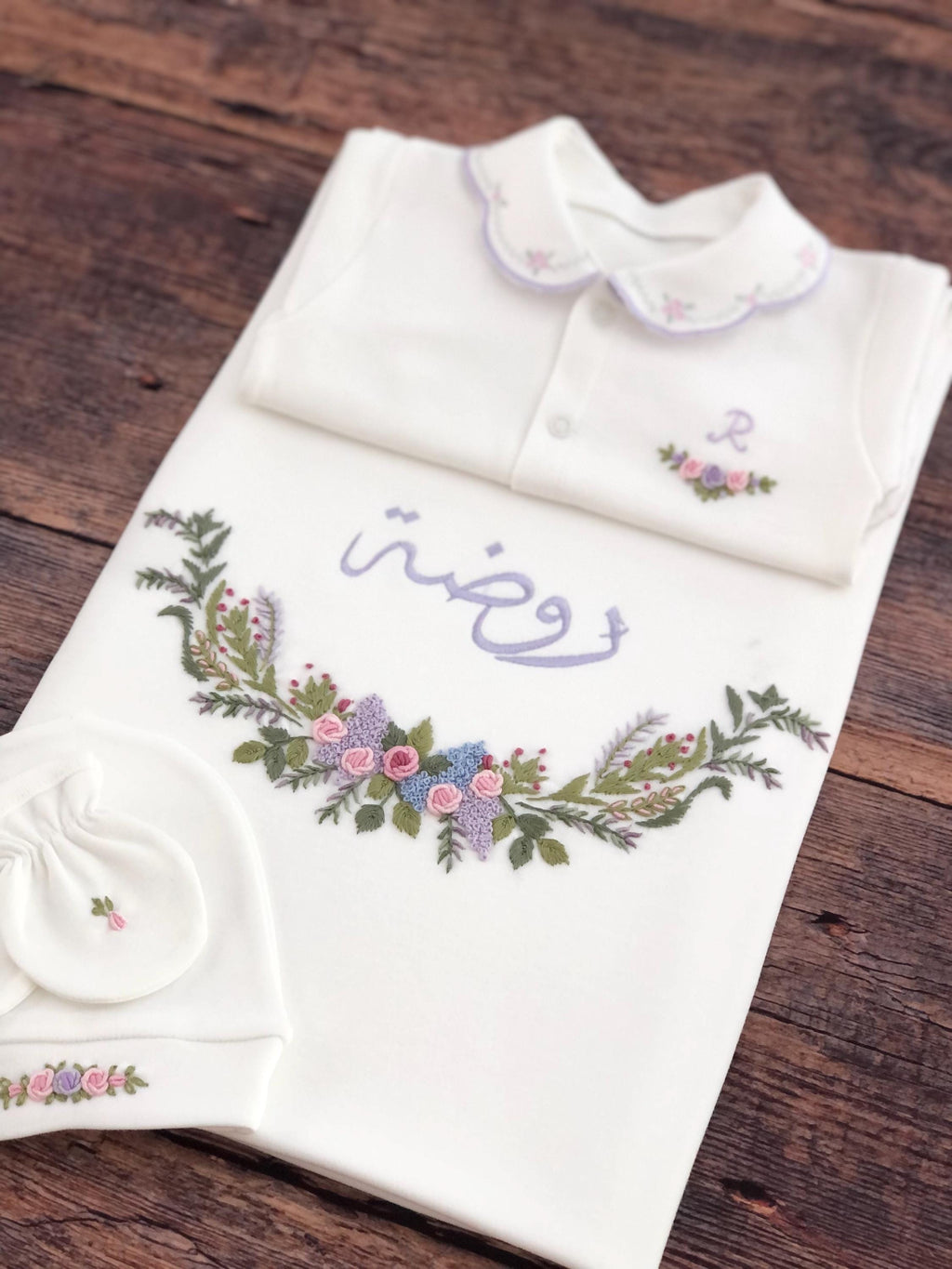 Boho Model Hastane Çıkışı Seti - Pembe&Lila