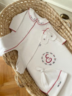 Kırmızı Çelenk Harfli Organik Yenidoğan Seti