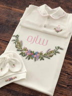 Boho Model Hastane Çıkışı Seti - Pembe&Lila