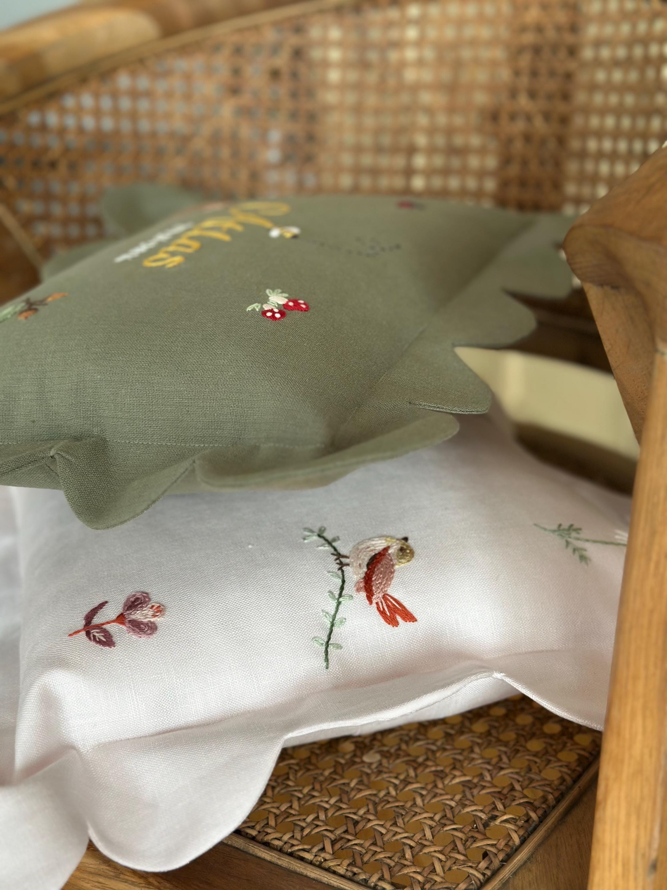 Kişiselleştirilmiş Keten Dilimli Bebek Yastığı