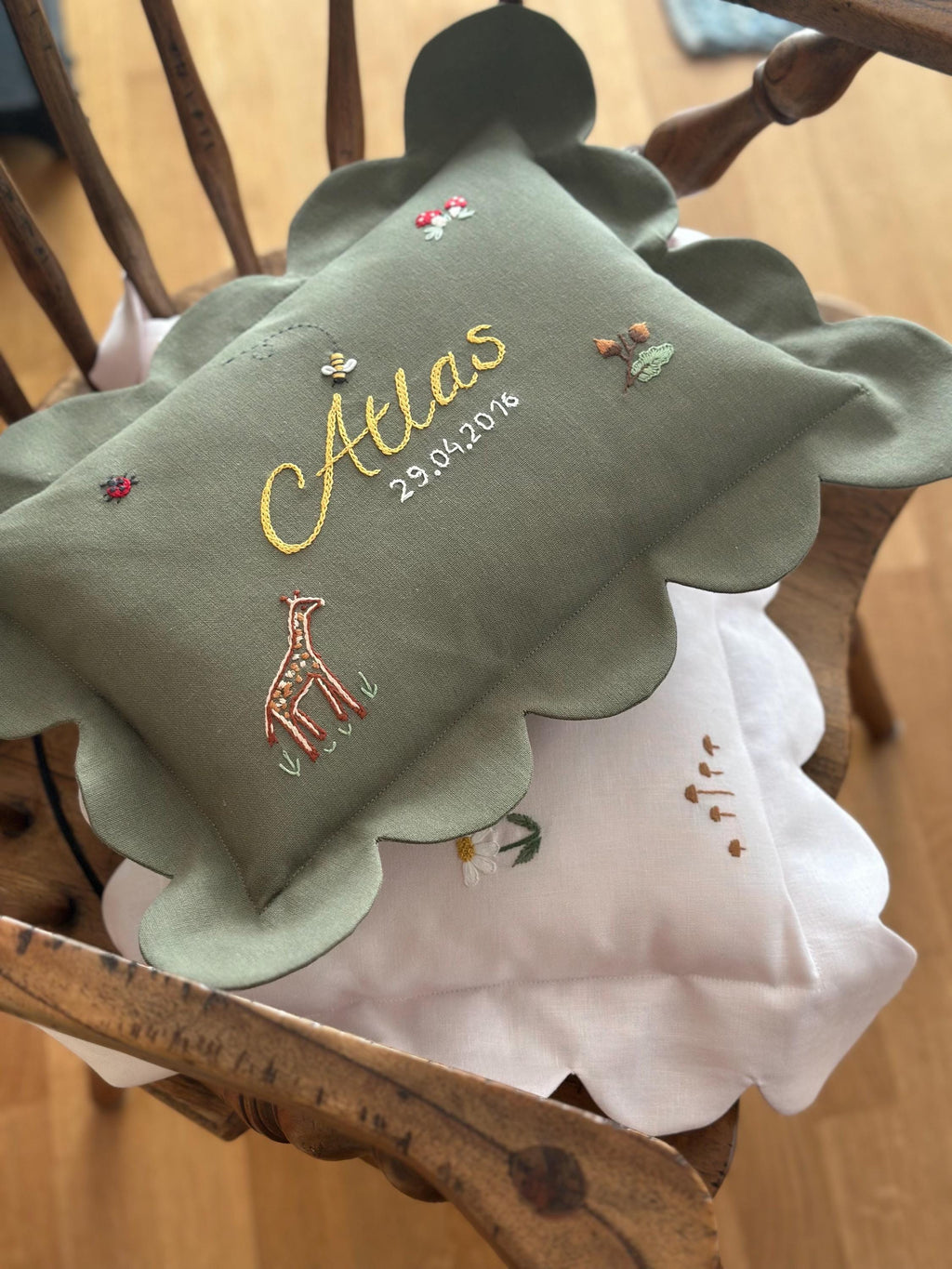 Kişiselleştirilmiş Keten Dilimli Bebek Yastığı