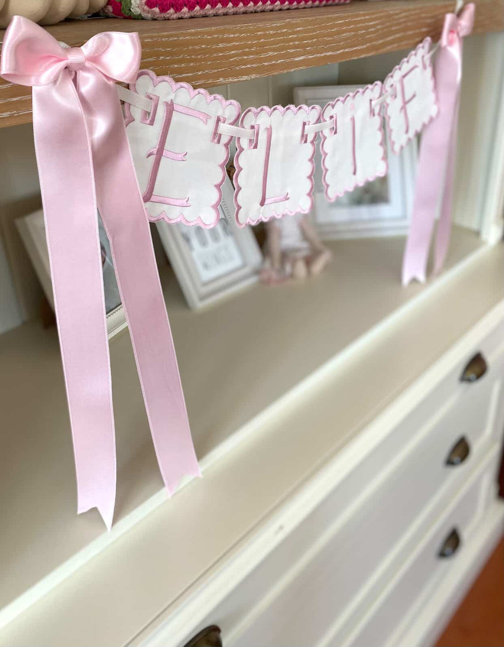 İsme Özel Makine Nakışlı Bebek Banner | Flama | Kapı Süsü