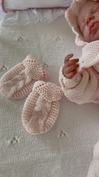 Dusty Pink Knitted Baby Girl Romper Set 3 Pieces