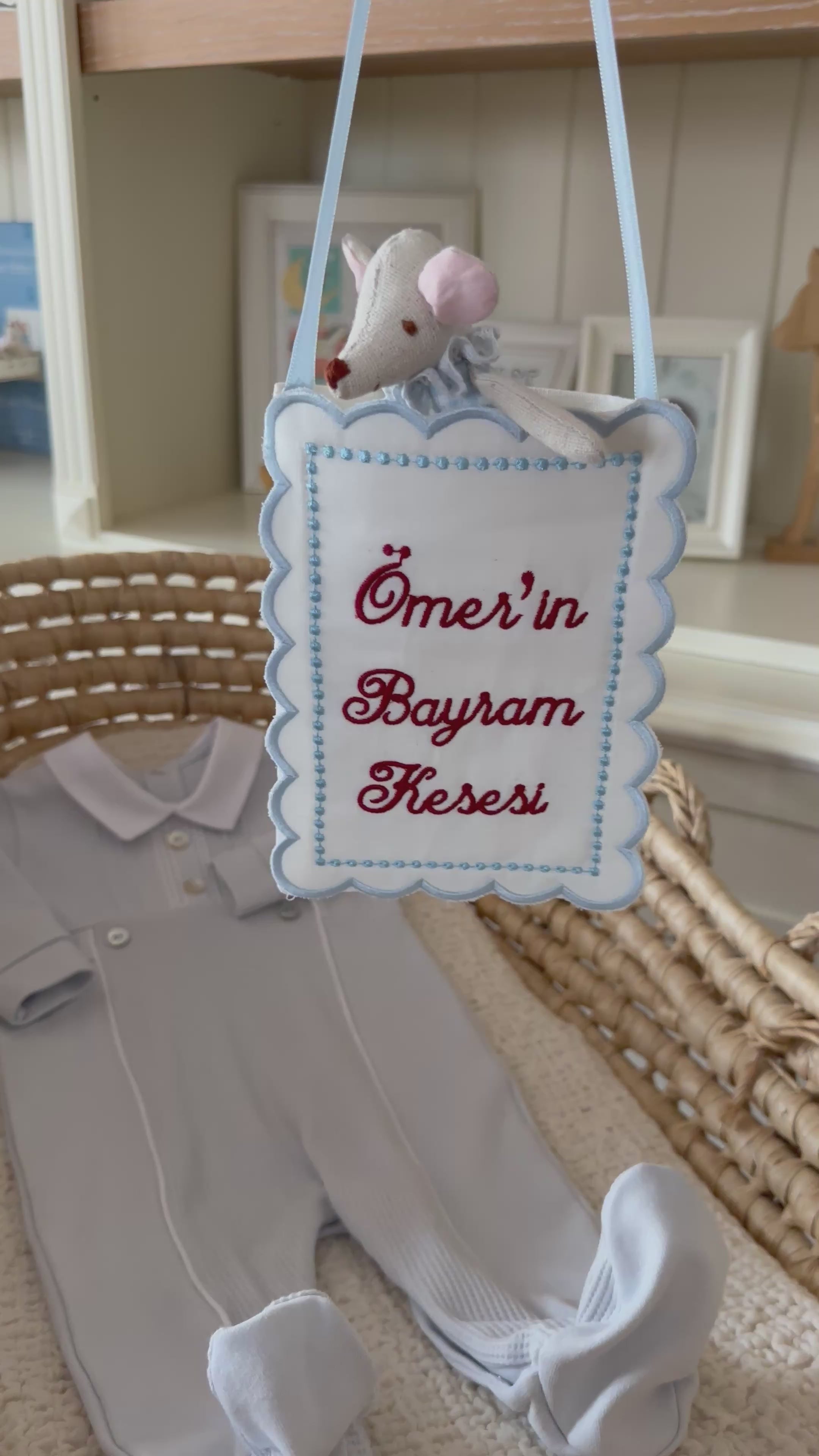 Kişiye Özel Bayram Kesesi Mavi Çerçeve