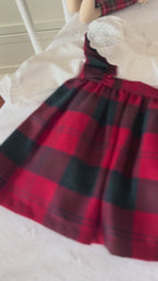 Mila– Red Plaid Baby Girl Dress | Elegant New Year's Dress with Scallop Collar Detail 6-24 Months