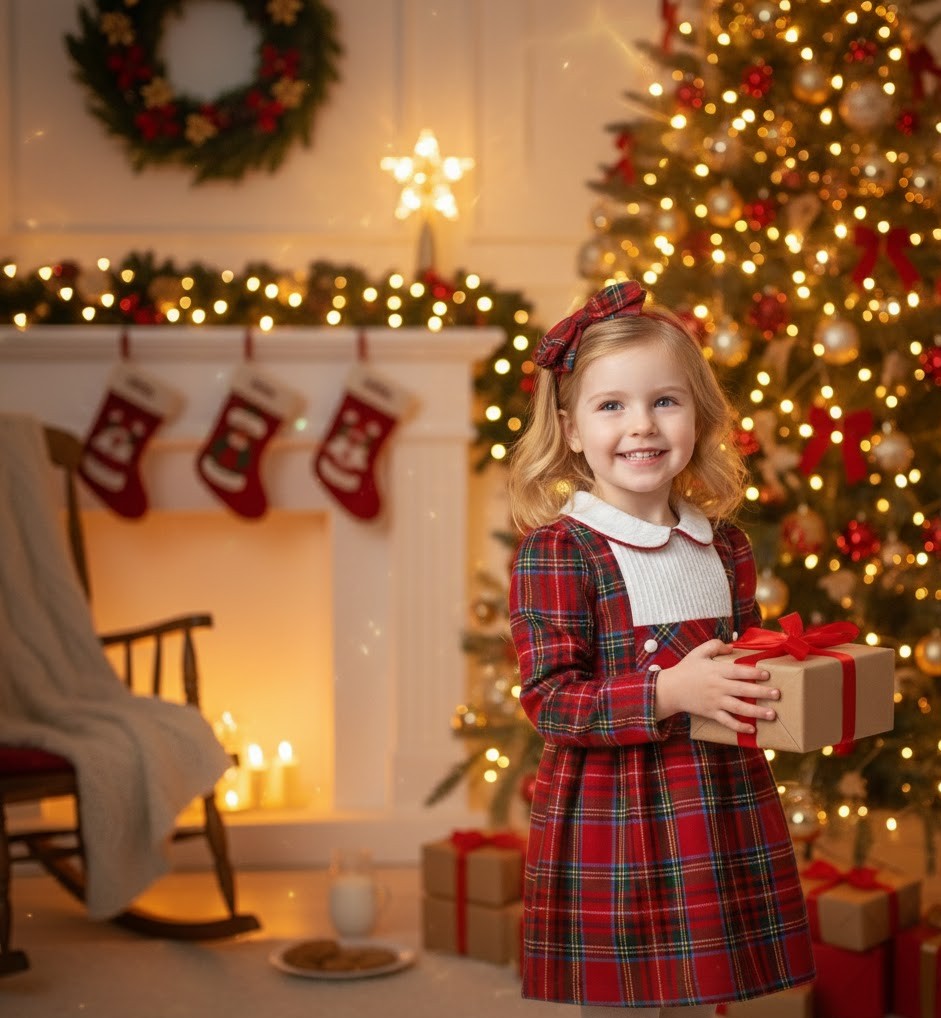 Elena– Red Plaid Baby Girl Dress | Christmas Dress for 2-5 Years Olds - Includes Hairband