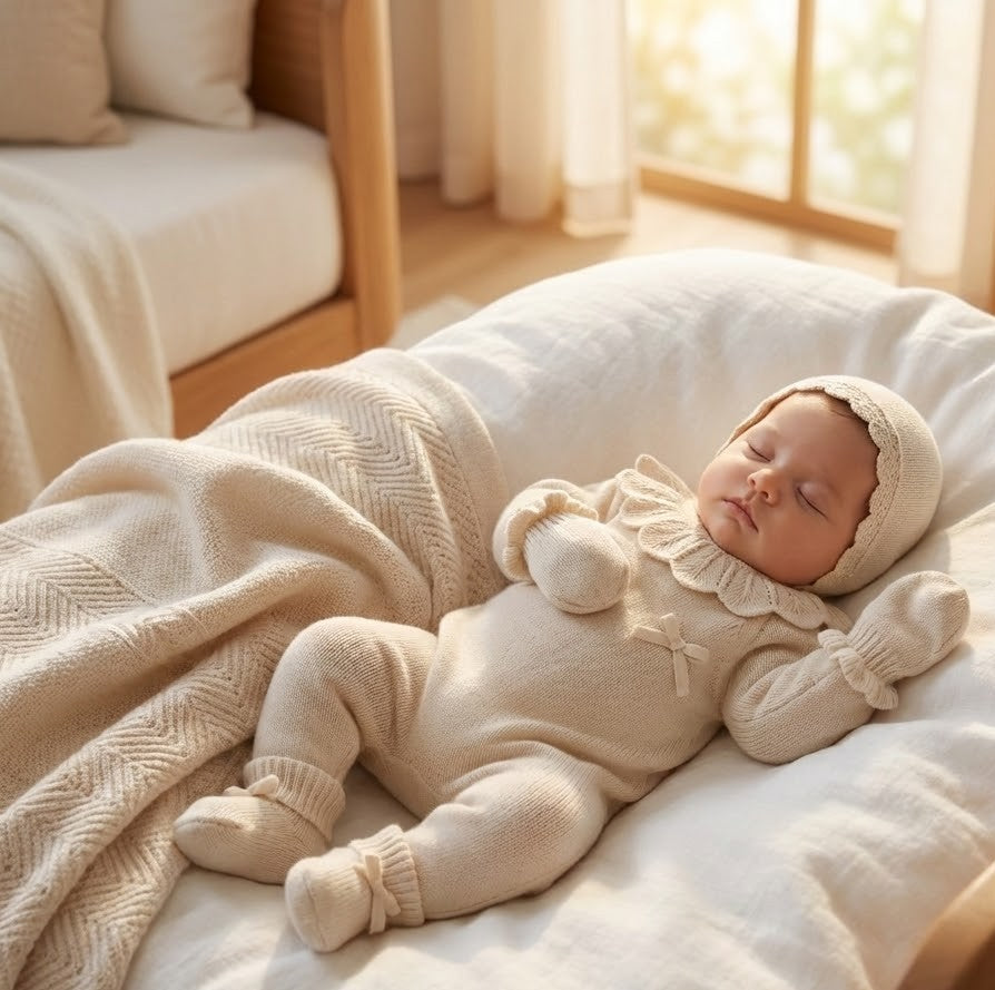 Pure 5 Parça Triko Yenidoğan Bebek Seti – Krem